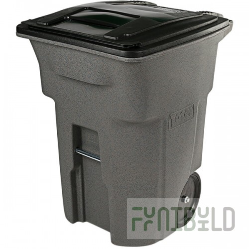 Toter ANA96-10599 96 Gallon Graystone Rotational Molded Wheeled Rectangular Trash Can with Lid