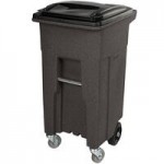 Toter ANA96-10599 96 Gallon Graystone Rotational Molded Wheeled Rectangular Trash Can with Lid