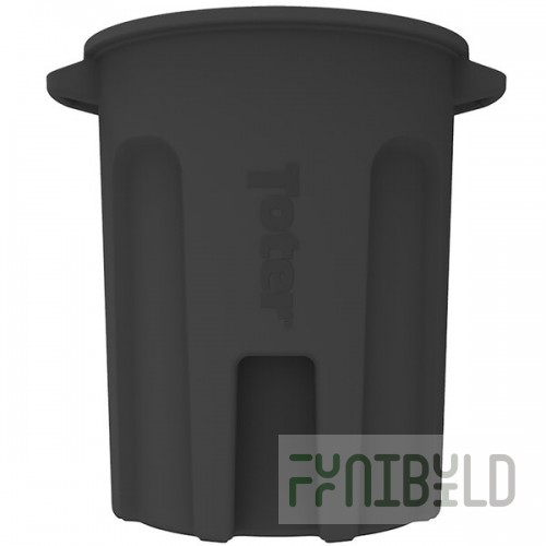 Toter RND55-B0200 55 Gallon Black Round Trash Can