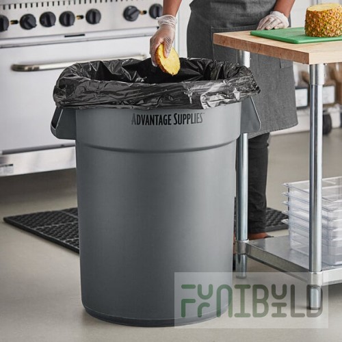 Advantage Supplies 44 Gallon Gray Round Commercial Trash Can