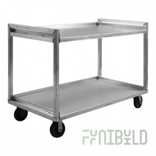 Lakeside PB2237 PrisonBilt Heavy-Duty Correctional Aluminum Two Shelf Utility Cart - 37 1/2