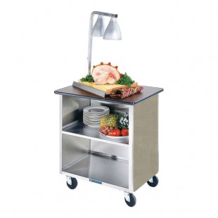 Lakeside 646BS Heavy-Duty Stainless Steel Three Shelf Flat Top Utility Cart with Enclosed Base and Beige Suede Finish - 22