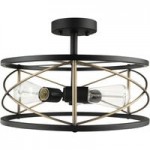 Globe Mid-Century Modern Matte Black Island Light with Matte Brass Accents- 120V, 7W Globe Mid-Century Modern Matte Black Island Light with Matte Brass Accents- 120V, 7W