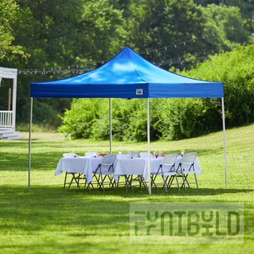 Backyard Pro Courtyard Series 10' x 10' Blue Straight Leg Heavy-Duty Aluminum Instant Pop-Up Canopy Tent