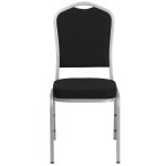 Flash Furniture FD-C01-S-11-GG Hercules Black Fabric Crown Back Stackable Banquet Chair with Silver Frame