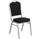Flash Furniture FD-C01-S-11-GG Hercules Black Fabric Crown Back Stackable Banquet Chair with Silver Frame