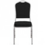 Flash Furniture FD-C01-S-11-GG Hercules Black Fabric Crown Back Stackable Banquet Chair with Silver Frame