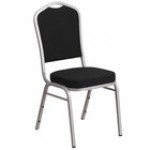 Flash Furniture FD-C01-S-11-GG Hercules Black Fabric Crown Back Stackable Banquet Chair with Silver Frame