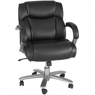 Safco Lineage Big & Tall Black Mid Back Leather Task Chair Safco Lineage Big & Tall Black Mid Back Leather Task Chair