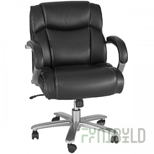 Safco Lineage Big & Tall Black Mid Back Leather Task Chair