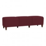 Lesro Ravenna Open House Wine Fabric 3-Seat Bench with Walnut Wood Legs Lesro Ravenna Open House Wine Fabric 3-Seat Bench with Walnut Wood Legs
