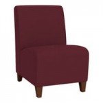 Lesro Ravenna Open House Wine Fabric 3-Seat Bench with Walnut Wood Legs Lesro Ravenna Open House Wine Fabric 3-Seat Bench with Walnut Wood Legs