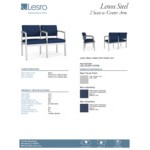 Lesro Lenox Steel Patriot Plus Imperial Blue Vinyl Loveseat with Center Arm Lesro Lenox Steel Patriot Plus Imperial Blue Vinyl Loveseat with Center Arm