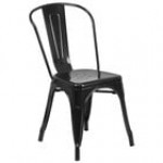 Flash Furniture CH-31230-BL-GG Blue Stackable Galvanized Steel Chair with Vertical Slat Back and Drain Hole Seat