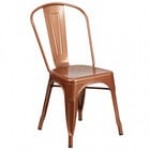 Flash Furniture CH-31230-BL-GG Blue Stackable Galvanized Steel Chair with Vertical Slat Back and Drain Hole Seat