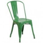 Flash Furniture CH-31230-BL-GG Blue Stackable Galvanized Steel Chair with Vertical Slat Back and Drain Hole Seat