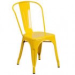 Flash Furniture CH-31230-BL-GG Blue Stackable Galvanized Steel Chair with Vertical Slat Back and Drain Hole Seat