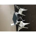 Flash Furniture CH-31230-BL-GG Blue Stackable Galvanized Steel Chair with Vertical Slat Back and Drain Hole Seat