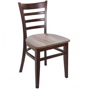 BFM Seating Berkeley Dark Walnut Beechwood Ladder Back Side Chair with Relic Knotty Pine Seat