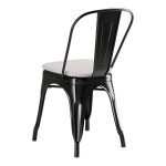 Lancaster Table & Seating Alloy Onyx Black Outdoor Cafe Chair with Gray Fabric Magnetic Cushion Lancaster Table & Seating Alloy Onyx Black Outdoor Cafe Chair with Gray Fabric Magnetic Cushion