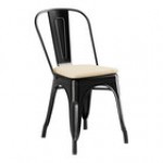 Lancaster Table & Seating Alloy Onyx Black Outdoor Cafe Chair with Gray Fabric Magnetic Cushion Lancaster Table & Seating Alloy Onyx Black Outdoor Cafe Chair with Gray Fabric Magnetic Cushion