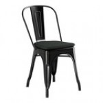 Lancaster Table & Seating Alloy Onyx Black Outdoor Cafe Chair with Gray Fabric Magnetic Cushion Lancaster Table & Seating Alloy Onyx Black Outdoor Cafe Chair with Gray Fabric Magnetic Cushion