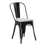 Lancaster Table & Seating Alloy Onyx Black Outdoor Cafe Chair with Gray Fabric Magnetic Cushion Lancaster Table & Seating Alloy Onyx Black Outdoor Cafe Chair with Gray Fabric Magnetic Cushion