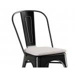 Lancaster Table & Seating Alloy Onyx Black Outdoor Cafe Chair with Gray Fabric Magnetic Cushion Lancaster Table & Seating Alloy Onyx Black Outdoor Cafe Chair with Gray Fabric Magnetic Cushion