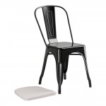 Lancaster Table & Seating Alloy Onyx Black Outdoor Cafe Chair with Gray Fabric Magnetic Cushion Lancaster Table & Seating Alloy Onyx Black Outdoor Cafe Chair with Gray Fabric Magnetic Cushion