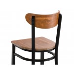 Lancaster Table & Seating Boomerang Black Finish Chair with Vintage Wood Seat and Back