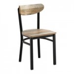 Lancaster Table & Seating Boomerang Black Finish Chair with Vintage Wood Seat and Back