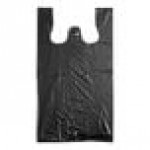Choice 1/6 Standard Size Black Unprinted Medium-Duty Plastic T-Shirt Bag - 500/Case Choice 1/6 Standard Size Black Unprinted Medium-Duty Plastic T-Shirt Bag - 500/Case