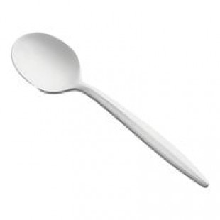 Choice Medium Weight White Polypropylene Plastic Soup Spoon - 1,000/Case