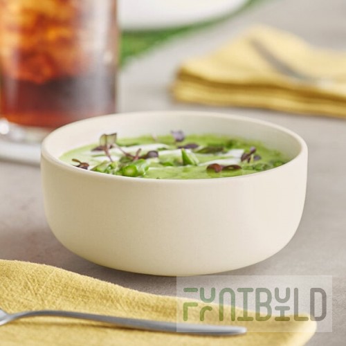 Acopa Pangea 16 oz. Fog White Matte Porcelain Bowl - Sample