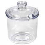 Vollrath 528-13 Dripcut® 8 oz. Clear Polycarbonate Condiment Jar and Lid - 12/Case