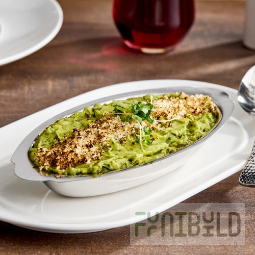 Choice 12 oz. Stainless Steel Oval Au Gratin Dish
