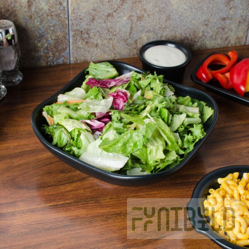 Hall China from Steelite International HL12120AFCA Foundry 42 oz. Black China Square Bowl with Scalloped Edges - 12/Case