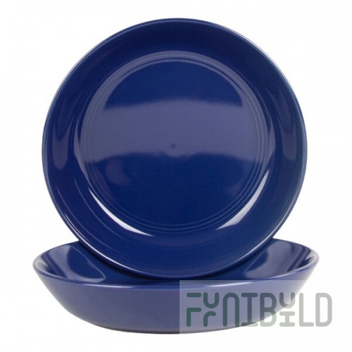 10 Strawberry Street Double Line 36 oz. Round Cobalt Blue Stoneware Dinner Bowl - 2/Case
