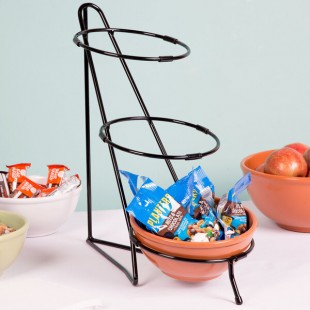 Cal-Mil C1222-8 Iron Black Three Tier Round Bowl Stand - 8