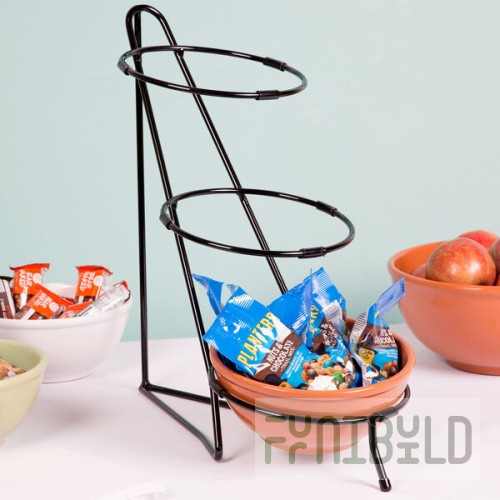 Cal-Mil C1222-8 Iron Black Three Tier Round Bowl Stand - 8