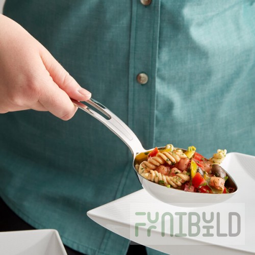 Vollrath 46723 Miramar® 4 oz. Stainless Steel Open Handle Solid Oval Serving Spoon