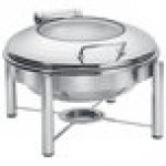 Eastern Tabletop 3958G/S 6 Qt. Round Stainless Steel Chafer with Stand and Hinged Glass Dome Cover