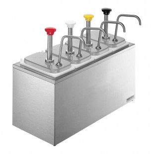 Server Stainless Steel Insulated Countertop Pump Dispenser with 4 Fountain Jars and 4 Stainless Steel Pumps