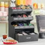 ServSense Black 15-Section Countertop Condiment Organizer with Bottom Drawer - 16