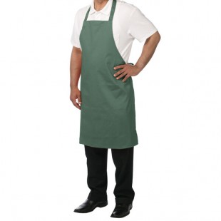 Chef Revival Hunter Green Poly-Cotton Customizable Bib Apron - 34 Chef Revival Hunter Green Poly-Cotton Customizable Bib Apron - 34
