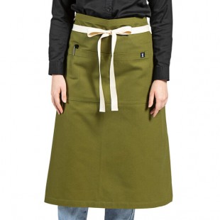 Uncommon Chef 3119 Moss Green Customizable 100% Cotton Canvas Marvel Bistro Apron with Natural Webbing and 1 Pocket - 33