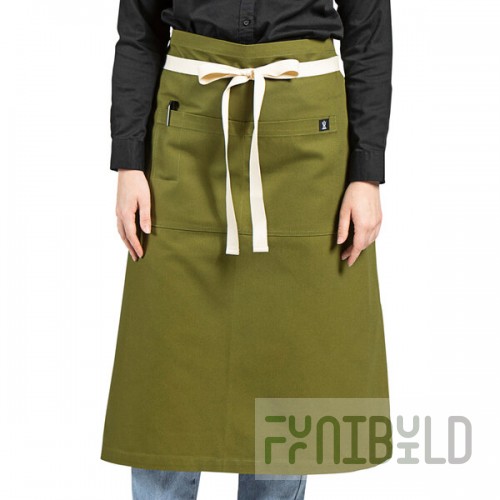 Uncommon Chef 3119 Moss Green Customizable 100% Cotton Canvas Marvel Bistro Apron with Natural Webbing and 1 Pocket - 33