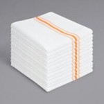 Hospeco Mariposa Orange 100% Spun Polyester Bistro Striped Cloth Napkins, 18