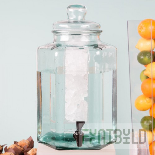 Cal-Mil 3553ICE Glass 2 Gallon Beverage Dispenser with Ice Chamber - 9 7/8