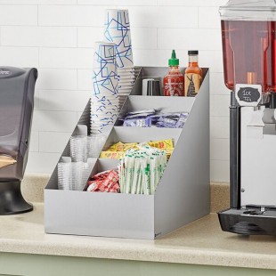 ServSense Extra Large 9-Section Stainless Steel Countertop Cup / Lid / Condiment Organizer